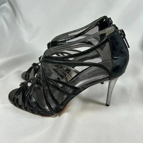Antonio Melani Size 6.5 Black Cage Heels Metallic Heel Date Night - Picture 6 of 10